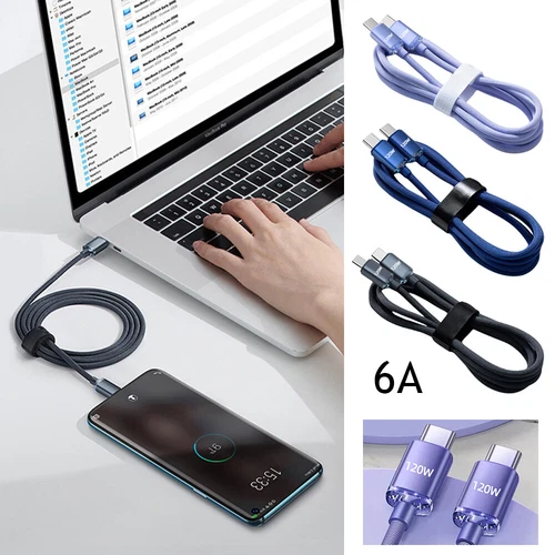 Cavo da Type-C a Type-C-Pd 120 W 7 A Caricatore Rapido Cavo USB Intrecciato 1 ☇