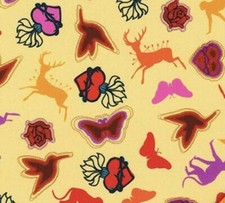Robert Kaufman Fabrics Frida Kahlo Symbolism Yellow Cotton Fabric 1/4 Yard