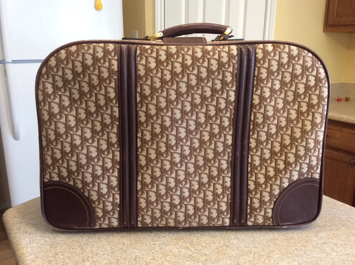 Vintage Christian Dior Luggage Brown Suitcase Monogram Medium