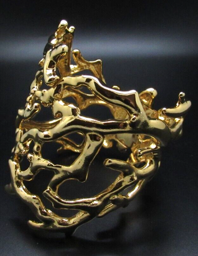 KENNETH J LANE KJL GOLDFARBEN KORALLENZWEIG BREIT AUFKLAPPBAR MANSCHETTE ARMBAND NEU - Bild 8 von 8