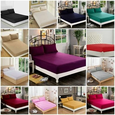 Extra Deep 30cm Fitted Sheet Bed Sheets 100% Poly Cotton Single Double King Size