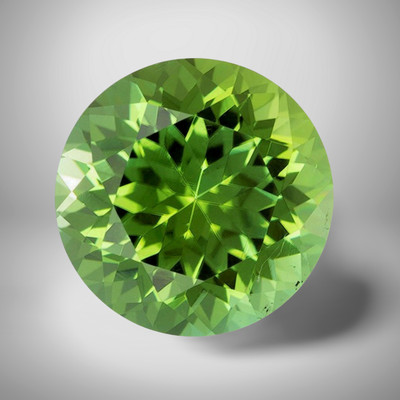 Green Tourmaline Round Cut Gemstone 10.1 Cts - 15 mm AAA+ Precious Jewelry Gem