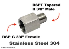 BSP G 3/4" Female to BSPT Tapered R 3/8" Male Stainless Sensor Adaptor Fittings