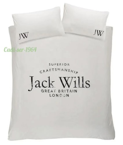 Jack Wills Distressed Logo KING SIZE Duvet Cover Set White 100% Cotton RRP £65 - Picture 2 of 24