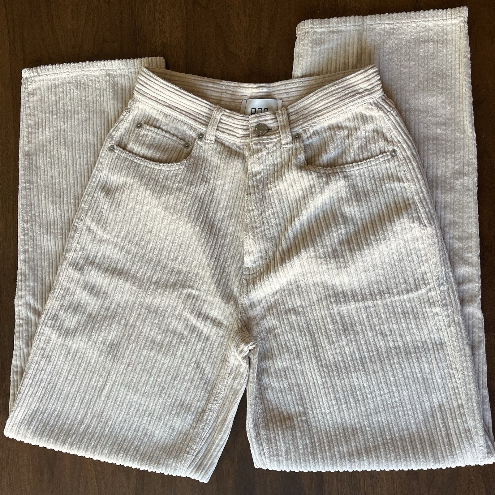 BDG Women's Cream Corduroy Wide Leg Skater Pants Size 26