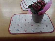 Tisch-Platzset bunte Streublümchen Baumwolle 4 Stück Deckchen  Restbes- so süüüß