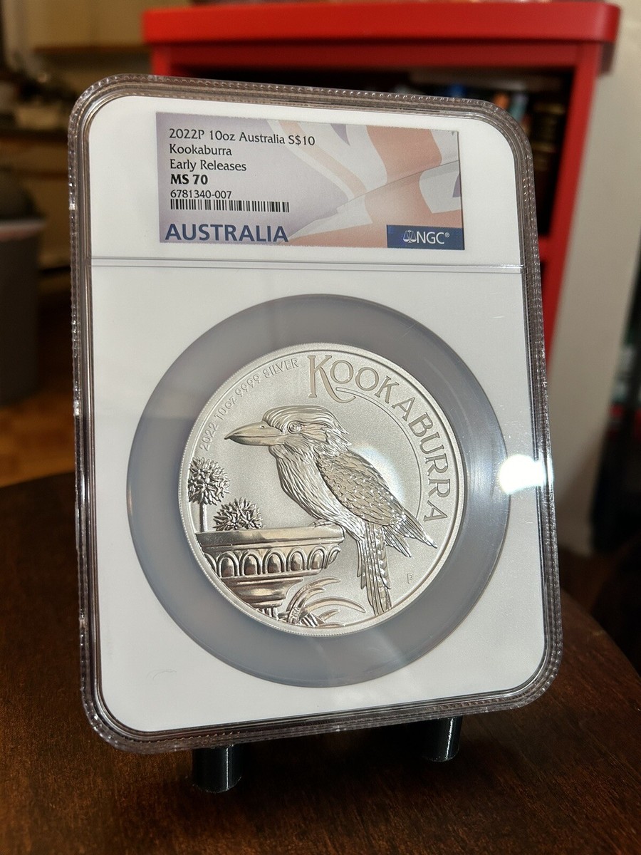 2022 P Australia Silver Kookaburra NGC MS 70 10oz $10 Coin Flag ER