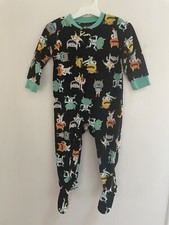 Carter's Baby Boys Cute Monster Print Cozy Fleece Zip-Up Footie PJs Black 18 M
