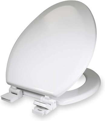 Highcraft Molded Wood Toilet Seat Slow Close Easy Remove Adjustable Hinge, White