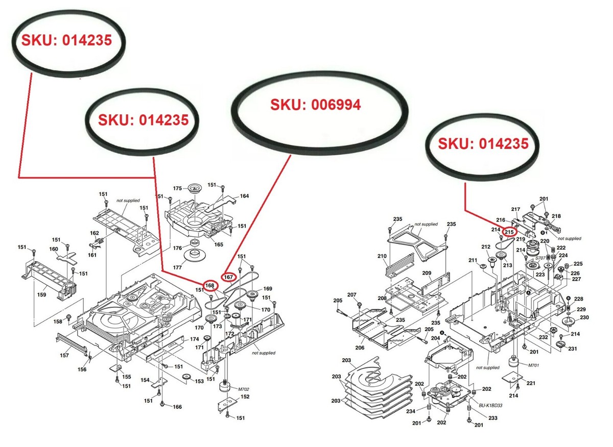 【CD】Pieces / Same CD MECHANISM DECK SECTION-1 Belt Kit (4 Pieces) For Sony CD Music