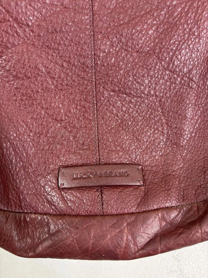 🍀LUCKY BRAND Ebon Slouchy Red Wine or Maroon Color Leather Hobo Bag - Image 3 of 4