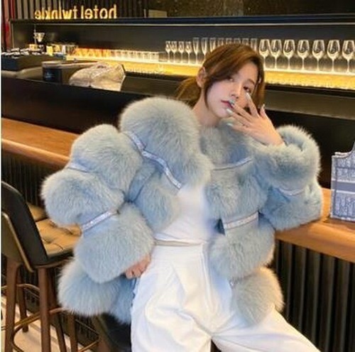 Women's Wool Patchwor Fur Coat Woman Warm Thick Fur Coats - Bild 11 von 18