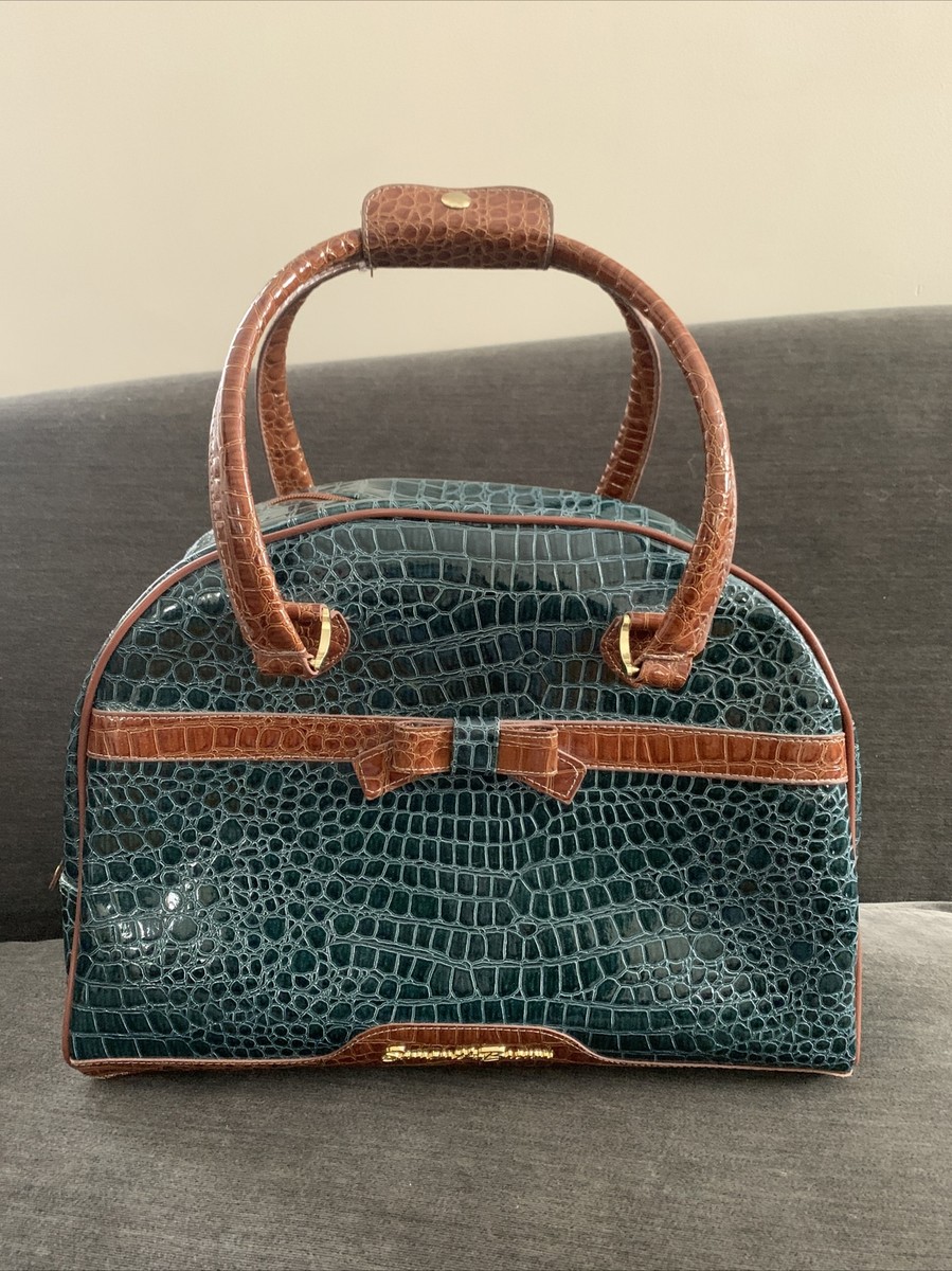 Samantha Brown Travel Bag Weekend Green Carry On Croc Embossed | eBay