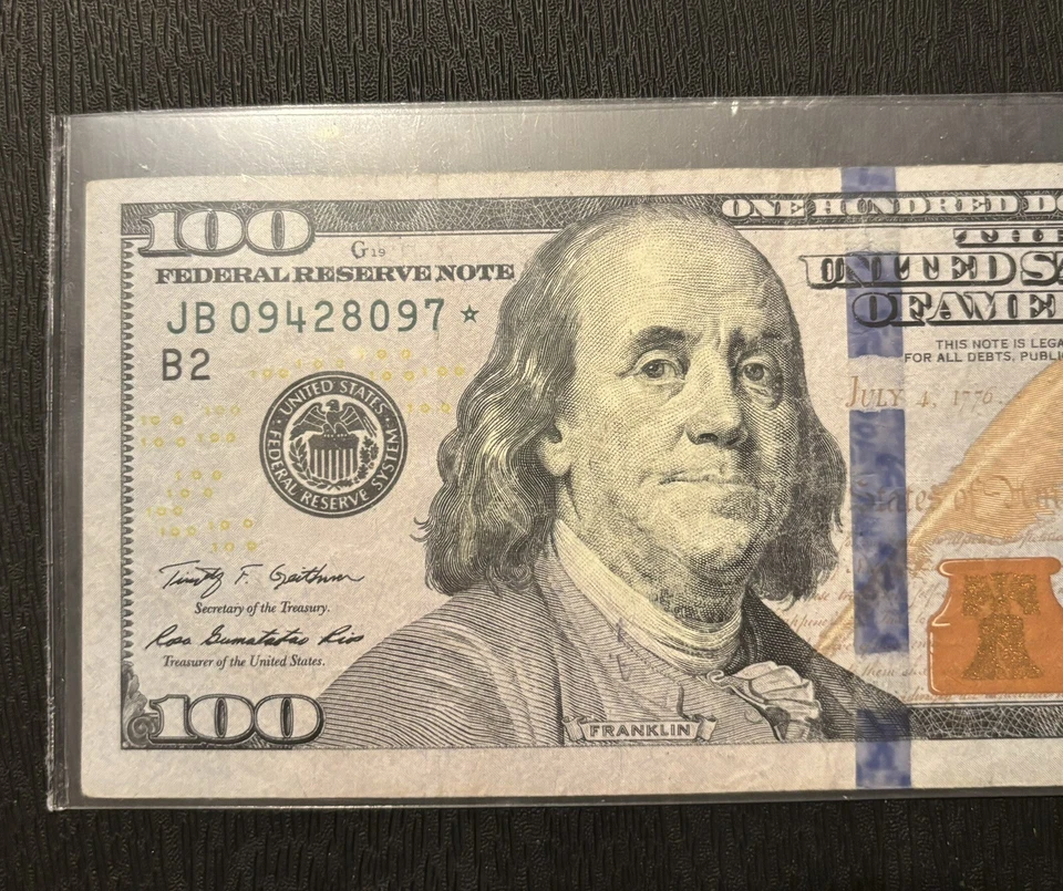 $100 Dollar Bill Star ⭐ Series 2009 Note Rare JB09428097* - Image 3 of 4