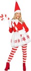 Women`s Naughty Elf Costume Adult Santa`s Helper Suit + Cane Christmas S - XXL