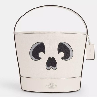 NWT Coach CW535 Halloween Trick Or Treat Bucket Bag Skeleton Ghost