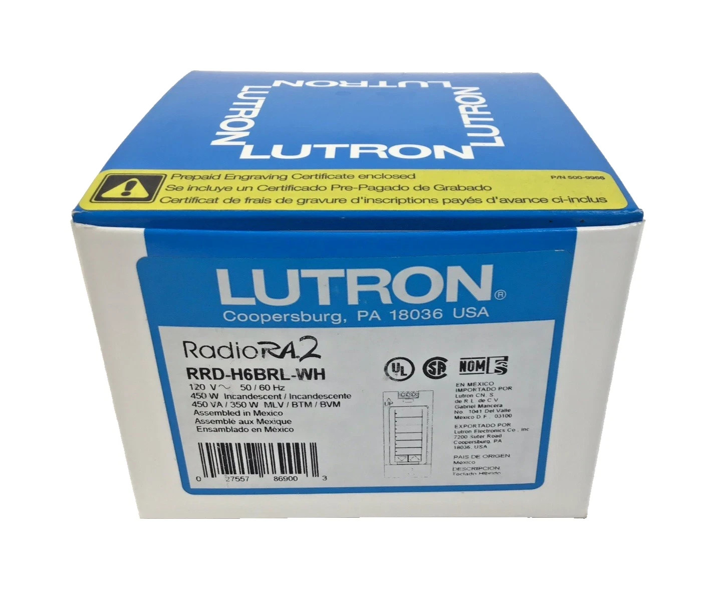 Brand New LUTRON RRD-H6BRL-WH | RadioRA 2