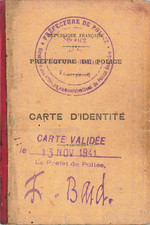 VIEUX PAPIER CARTE D'IDENTITÉ WW2 1936-1941 FISCAUX SUR DOCUMENTS PARIS 75