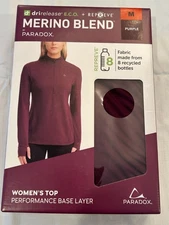 New Merino Blend by Paradox 1/4 Zip Activewear Base Layer Top Size M (8-10) NIB
