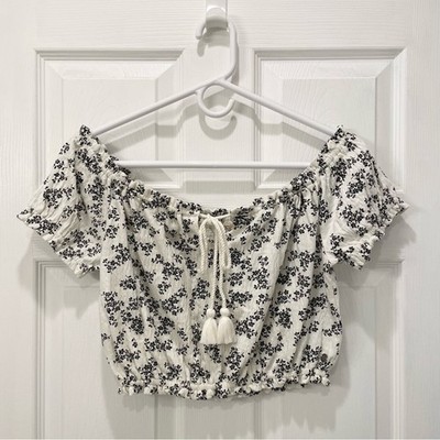 Roxy Floral Off The Shoulder Crop Top M