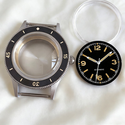 Sapphire Glass 50-Fathoms Steel Watch Case Dial Set Fit NH35/ PT5000/Miyota 8215