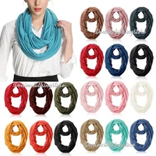 Women Soft Shawl Scarf Plain Solid Color Infinity Scarf Neck Head Wrap Stole 69"