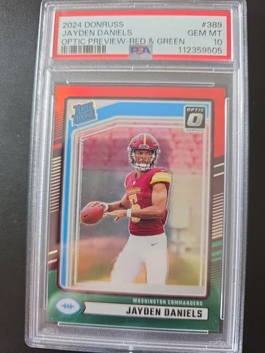 2024 Jayden Daniels Optic Red And Green Rookie PSA 10 🔥🔥🔥🔥🔥