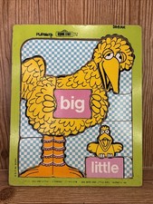 Vintage 1973 Playskool Big Bird  Little Bird Wooden Puzzle Sesame Street