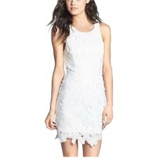 ASTR THE LABEL White Floral Lace Sheath Dress Zipper Accents Size S