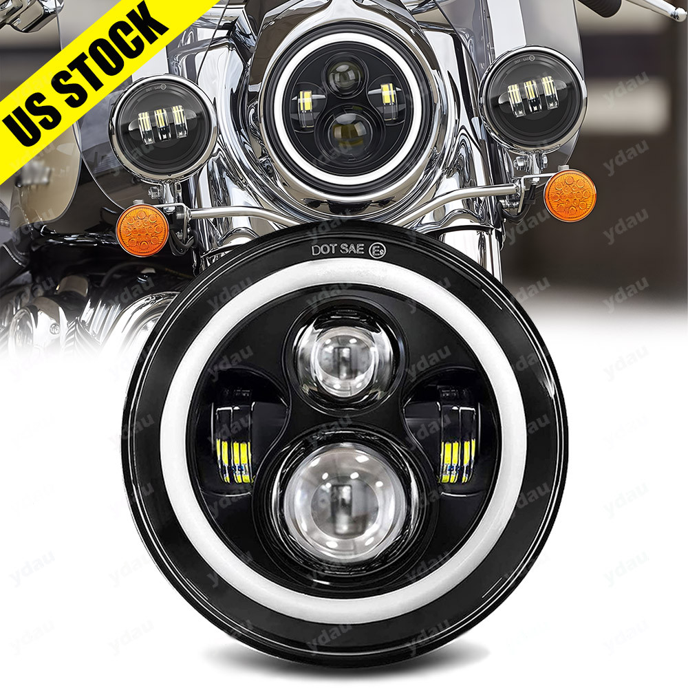 RIDROID 7" LED Headlight With Red Halo DRL For Harley Street Glide – 5600LM, 6000K, IP68, 5-Year Warranty