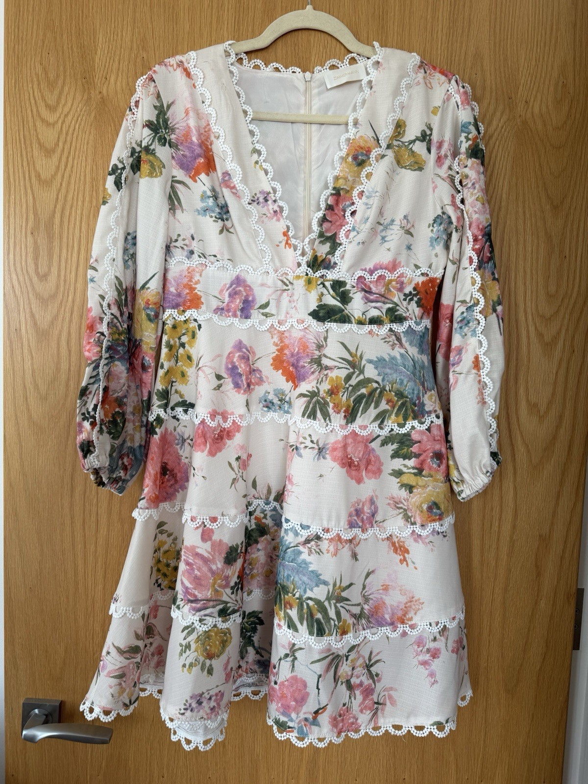 Zimmermann Heathers Flounce Short Dress Floral Linen UK 8 RRP £650