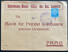 Dt. Besetzung 2.WK B&ouml;hmen und M&auml;hren Brief nach Prag mit Losungsstempel