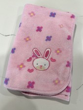 Regent Baby Pink Bunny Flower Fleece Blanket Lovey Girls Hearts Soft Security