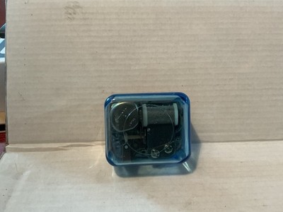 Sankyo Wind Up Music Box Mechanical Movement Plays Yellow Bird Craft Blue Case