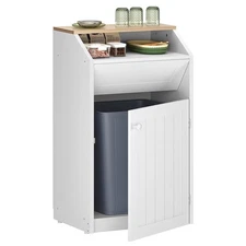 Trash Cabinet, Freestanding Trash Can Cabinet, Wooden Recycling with Flip Door