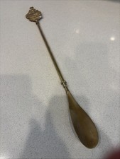 Vintage Brass 19 Nautical Themed Shoe Horn W Sailing Ship