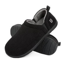 Men's Slippers Two Tone Comfy Memory Foam Slip-On Indoor Outdoor 11 Black