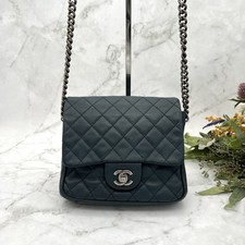 CHANEL Classic flap Matelasse Caviarskin Leather Shoulder Bag *Rank B*