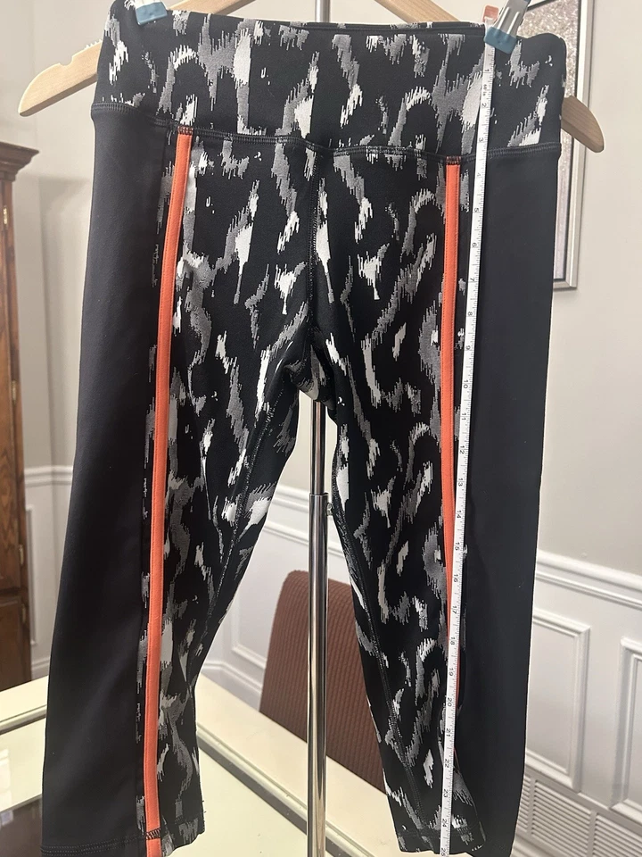 Trina Turk Leggings Mujer Negro/Rosa Rayas Capri Pantalón Yoga Talla Pequeña Foto 4 de 4