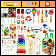 33Pcs Kids Wooden Musical Instruments Set - Percussion Toys, Xylophone  Tambour