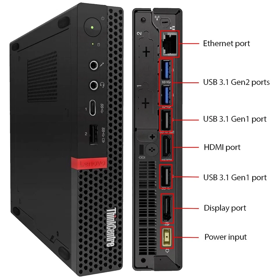 Lenovo ThinkCentre M720q Tiny PC i5 | Up to 16 GB RAM | 500 GB SSD | Win 11 Pro - Image 2 of 4