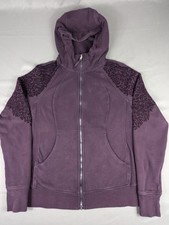 Lululemon Sweater Womens 8 Purple Velvet Scuba Hoodie Floral
