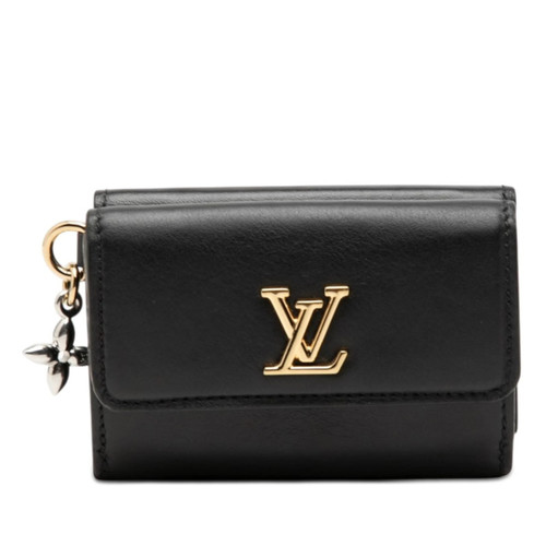 Louis Vuitton LV Bloom Mini Trifold Wallet, M15081, Black Leather,... GZl1illm