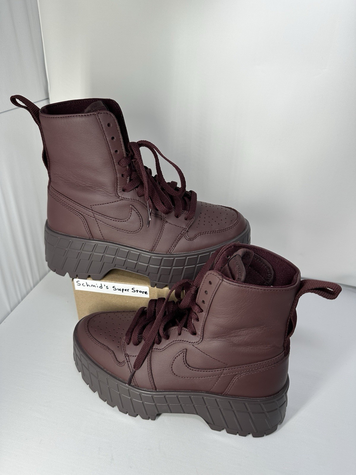 Nike Air Jordan 1 Brooklyn High Boots Burgundy Crush Women’s Size 7 - FJ5737-600 thumbnail 4