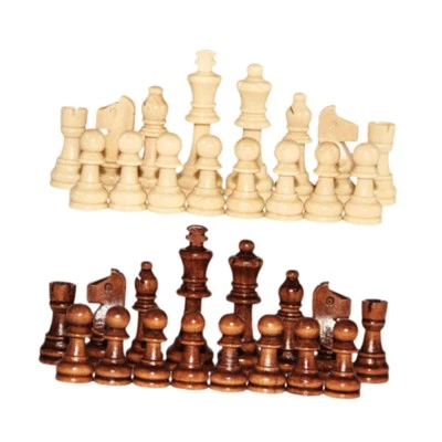 32 pièces Pieces d'échecs en bois, Chess Game Pawns Checkers Game Game