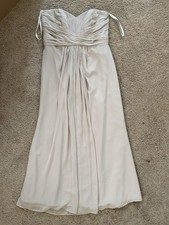 Davids Bridal Ruched Bridesmaid Evening Gown Size 8 Beige Long Elegant