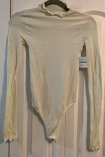 NWT Free People Intimately Bodysuit XS/S White Waffle Mock Neck Free Shipping