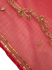 Georgette Dupatta Scarf Vintage Indian Embroidered Long Stole For Woman LD7216