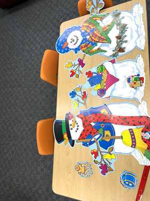 Vintage 90 s Carson-Dellosa Mr. and Mrs. Snowman Christmas Bulletin Board Set
