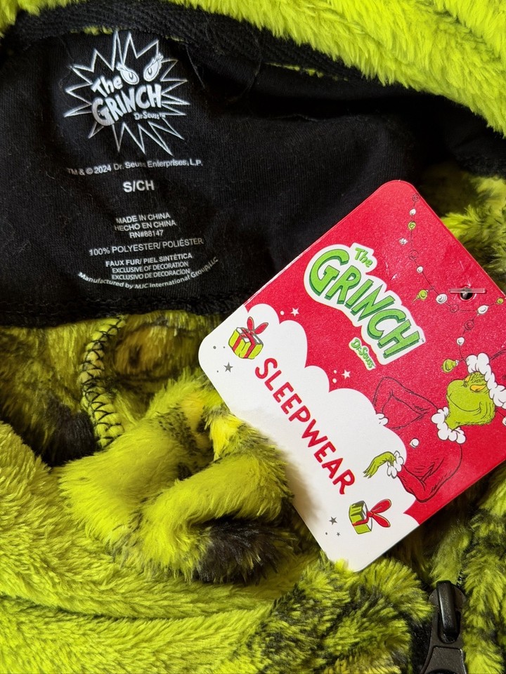 Dr. Seuss Pajamas Small Men's Grinch Superminky Union Suit All Over ...